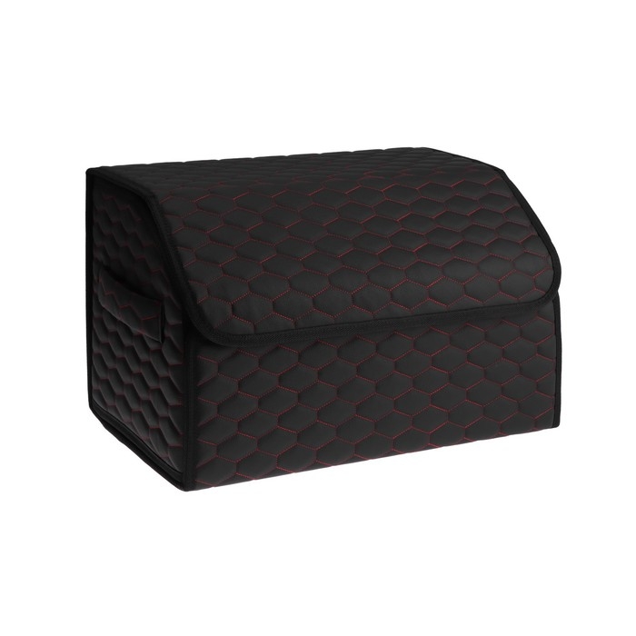 Органайзер кофр в багажник автомобиля LION, экокожа, соты, 50&times;30&times;30 см, черно-красный