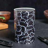 Подставка для ножей с наполнителем Доляна &laquo;Кракле&raquo;, 14&times;9 см, цвет чёрный