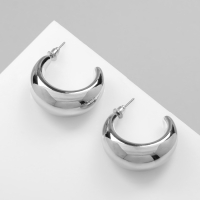 Серьги пластик &laquo;Круг&raquo; гало, цвет серебро