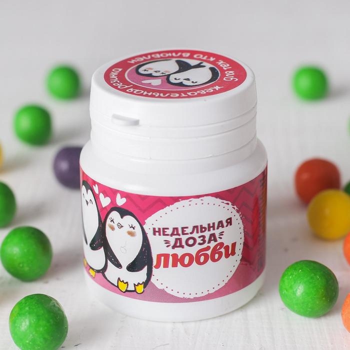 Жевательная резинка &laquo;Недельная доза любви&raquo;: со вкусом тутти-фрутти, 40 г.