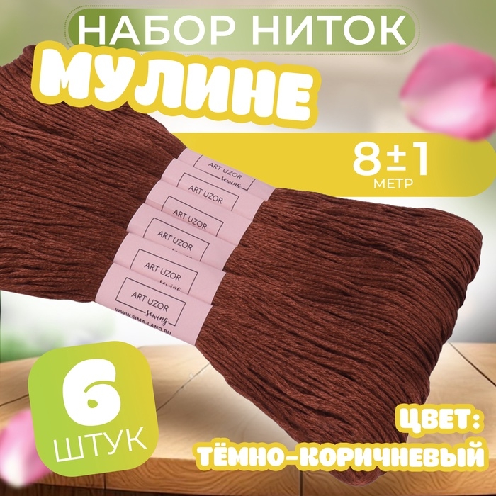 Набор ниток мулине №3857, 8 ± 1 м, 6 шт, цвет тёмно-коричневый Набор ниток мулине №3857, 8 ± 1 м, 6 шт, цвет тёмно-коричневый