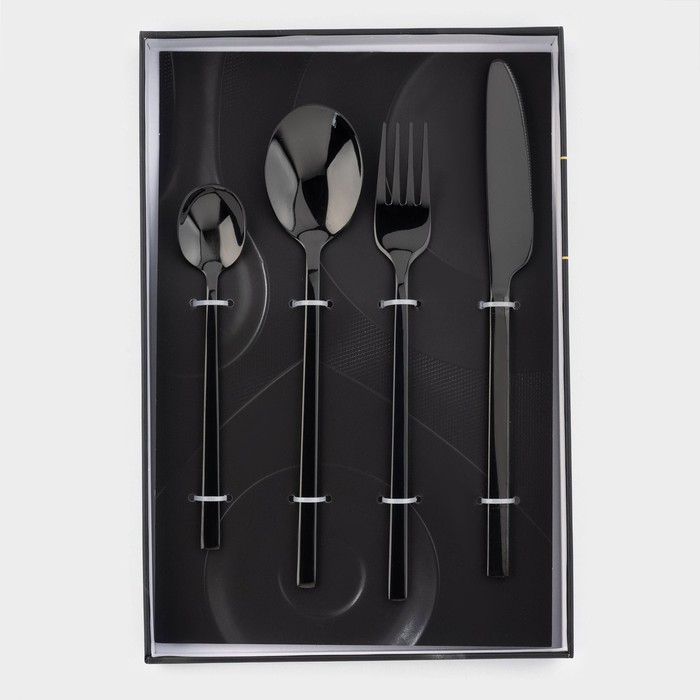 Столовые приборы из нержавеющей стали Magistro &laquo;Оску стандарт&raquo;, 4 предмета, цвет чёрный