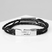 Браслет мужской &laquo;Крепость&raquo; прямоугольник, цвет чёрный с серебром, 21 см