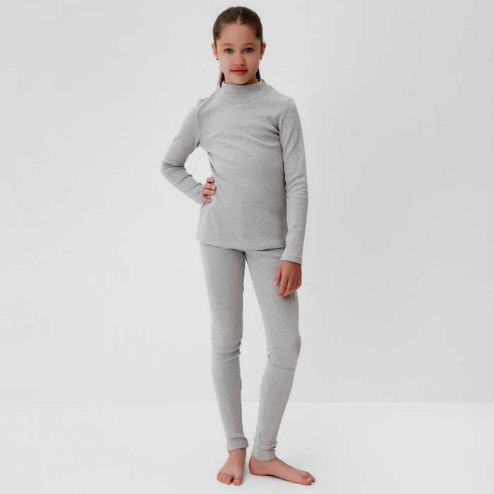 Термобелье для девочки (лонгслив, легинсы) цвет серый меланж, рост 140 Термобелье для девочки (лонгслив, легинсы) цвет серый меланж, рост 140