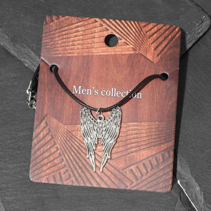 Кулон унисекс &laquo;Крылья&raquo;, цвет чернёное серебро на чёрном шнурке, 42 см