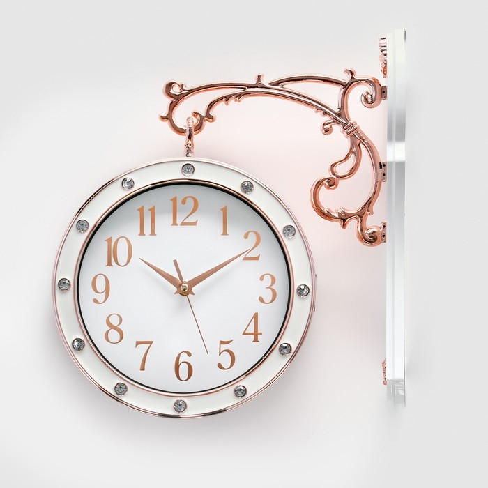 Часы настенные двусторонние, на подвесе, плавный ход, 36 х 32 см, d-25 см, циферблат 19 см Часы настенные двусторонние, на подвесе, плавный ход, 36 х 32 см, d-25 см, циферблат 19 см