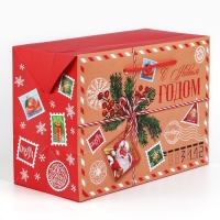 Пакет-коробка &laquo;Новогодняя почта&raquo;, 28 х 20 х 13 см, Новый год