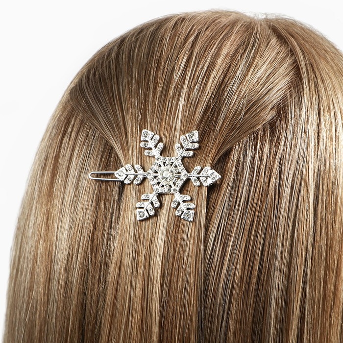 Заколка для волос новогодняя &laquo;Для тебя с любовью&raquo;, на Новый год, снежинка, 5,5 х 3,5 см