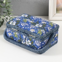 Шкатулка для рукоделия "Полевые цветы на синем" 18х12х9,5 см