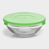Салатники Доляна &laquo;Классика&raquo;, с крышками, набор 5 шт.: 900 /500/350/200/130 мл, стекло, зелёные