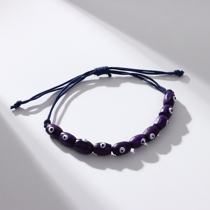 Браслет-оберег «Глазки», деревянные рисинки, цвет синий Браслет-оберег «Глазки», деревянные рисинки, цвет синий