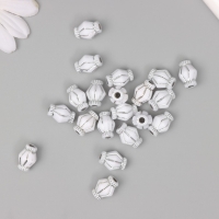 Бусины для творчества пластик "Ромб" бело-серебристые набор 20 гр 1,3х0,8х0,8 см