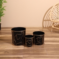 Кашпо на подставке "Зу" металл (набор 3 шт), диаметр 26, 21 и 16 см Кашпо на подставке "Зу" металл (набор 3 шт), диаметр 26, 21 и 16 см