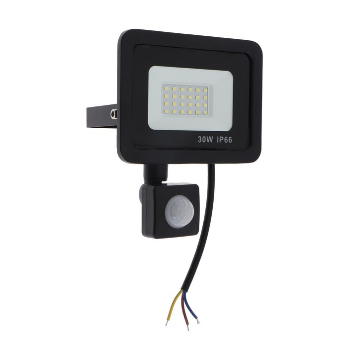 Прожектор светодиодный, 30 Вт, 2700 Лм, 6500К, Датчик движения, IP66 Прожектор светодиодный, 30 Вт, 2700 Лм, 6500К, Датчик движения, IP66