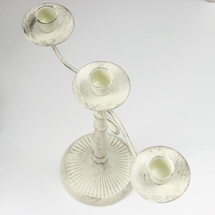 Подсвечник металл на 3 свечи Подсвечник металл на 3 свечи "Прованс" белый состаренный 31х13х30 см