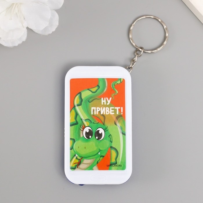 Фонарик на кольце Фонарик на кольце "Змей - Ну привет!" 6,5х3,5х1 см, МИКС