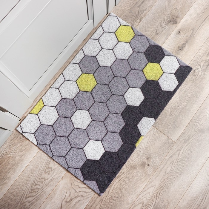 Коврик придверный грязезащитный Доляна &laquo;Гамма&raquo;, вырезной, 60&times;90 см, цвет серый