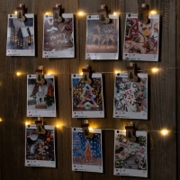 Гирлянда &laquo;Нить&raquo; 2 м роса с насадками &laquo;Прищепки-чулок&raquo;, IP20, серебристая нить, 20 LED, батарейки ААх2 (не в комплекте), свечение тёплое белое