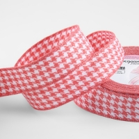 Лента декоративная &laquo;Гусиная лапка&raquo;, 25 мм, 9 &plusmn; 0,5 м, цвет розовый/белый