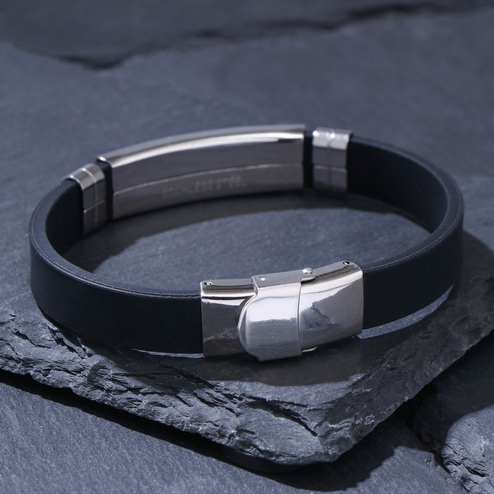 Браслет унисекс &laquo;Стиль&raquo; плавность, цвет чёрный с серебром, 20,5 см