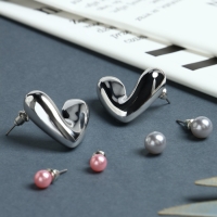 Набор серьги 3 пары &laquo;Буквы&raquo; любовь, цвет розовый в серебре