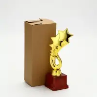 Наградная фигура "4 звезды" на красной подставке КОРОБКА