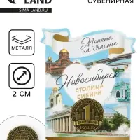 Сувенирная монета &laquo;Новосибирск&raquo;, d = 2 см, металл