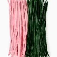 Синельная проволока, набор 100 шт, размер 1 шт 30х0,8 см, цвет розовый и зеленый