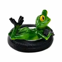 Садовая фигура 14 х 13 х 9,5 см "Лягушка на шине" Водоплавающая
