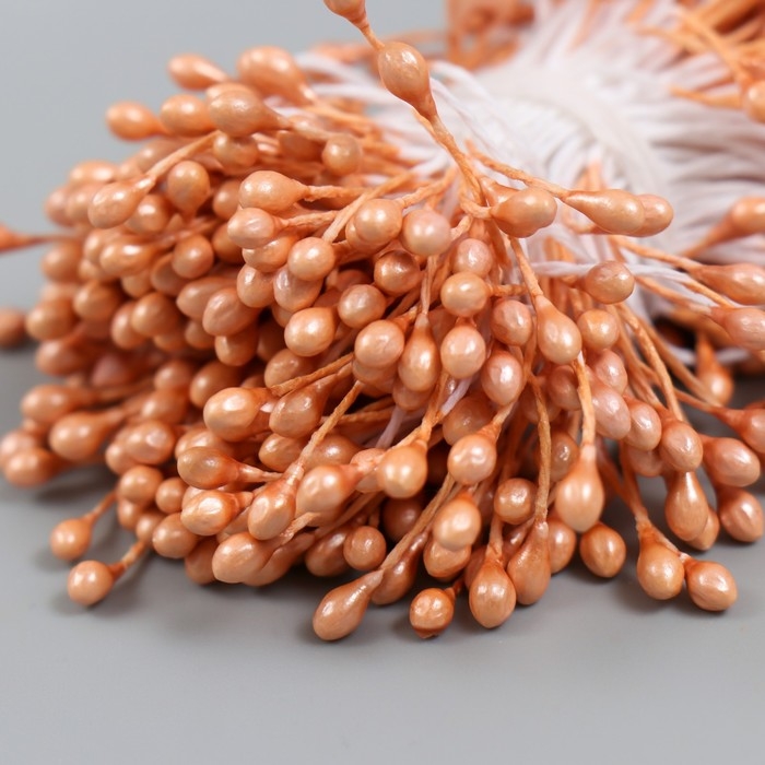 Тычинки для цветов "Капельки глянец бронза" набор 300 шт длина 6 см