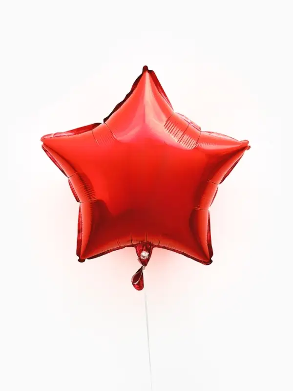 Воздушные шары фольгированные 18" "Звезда" цвет красный, набор 5 штук
