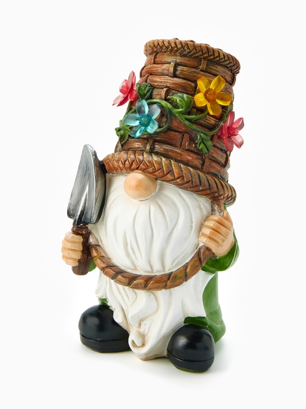 Садовая фигура "Гном с лопатой", 14х13.5х24 см, с подсветкой