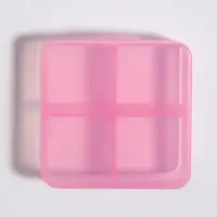 Таблетница, 6,5 &times; 6,5 &times; 2,5 см, 4 секции, цвет розовый