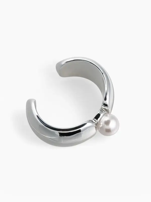 Браслет манжета &laquo;Жемчуг&raquo;, цвет белый в серебре