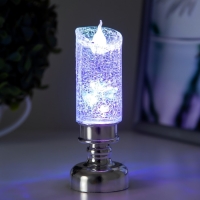 Ночник "Ледянна свеча" LED 1Вт от батареек 3хLR44 хром 4,5х4,5х12 см RISALUX