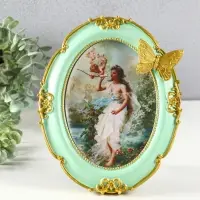 Фоторамка полистоун 13х18 см "Золотая бабочка" бирюза 23х18х2 см