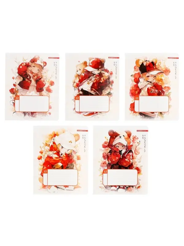 Тетрадь 12 листов, в линейку &laquo;С ушками&raquo;, мелованный картон, МИКС