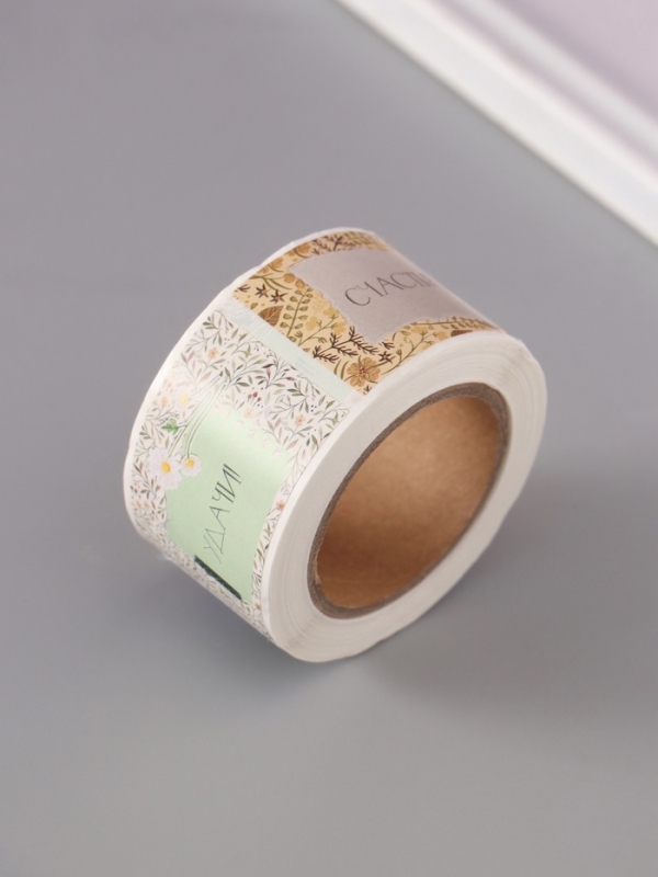 Наклейка бумага "Цветочная рамка" 3х5 см 200 шт в рулоне