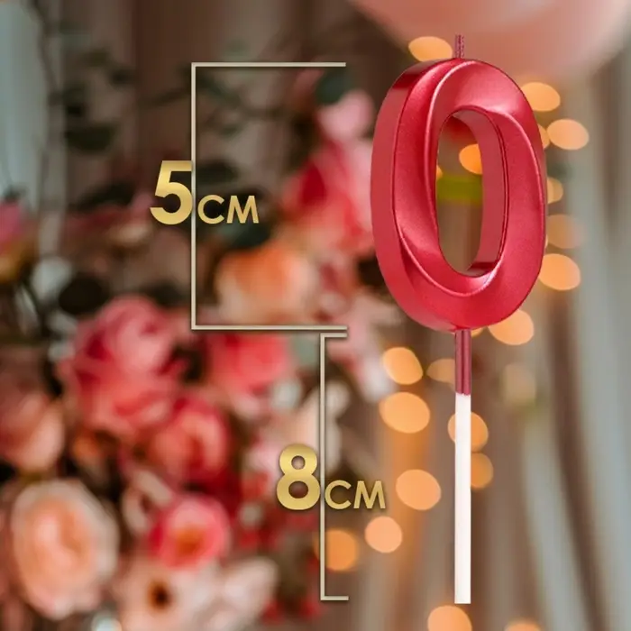 Свеча в торт на шпажке &laquo;Цифра 0&raquo;, красная, 5 см