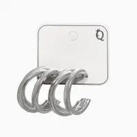 Серьги металл "Тринити" широкие, тренд, цвет серебро