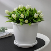 Горшок для цветов с поддоном &laquo;Афина&raquo;, 1,1 л, пластиковый, цвет белый