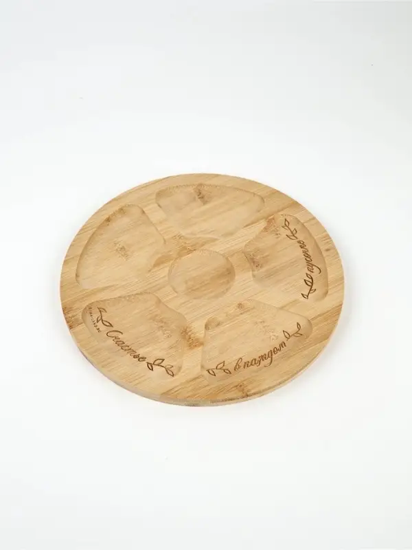 Менажница круглая &laquo;Цветы&raquo;, бамбук, 25 см