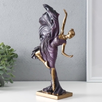Сувенир полистоун "Балерина в летящем фиолетовом платье" бронза 19х7,5х30,5 см