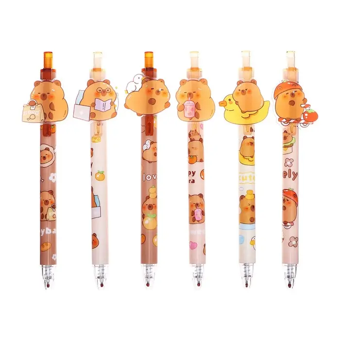 Ручка гелевая-прикол, автоматическая, синий стержень, Капибара МИКС