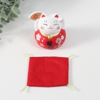 Сувенир керамика "Кот Манэки-нэко с веером" красный 8х8х8,5 см Сувенир керамика "Кот Манэки-нэко с веером" красный 8х8х8,5 см