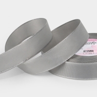 Лента репсовая 25мм*25&plusmn;1ярд(23м&plusmn;1м) серебряные нити №003 светло-серый АУ