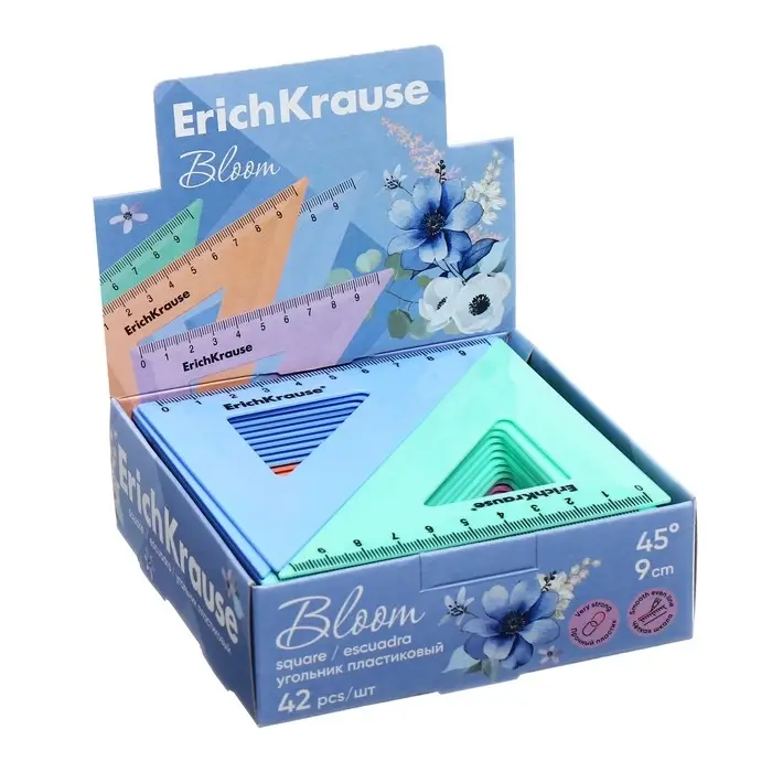 Треугольник 9 см ErichKrause "Pastel Bloom", 45&deg;, микс