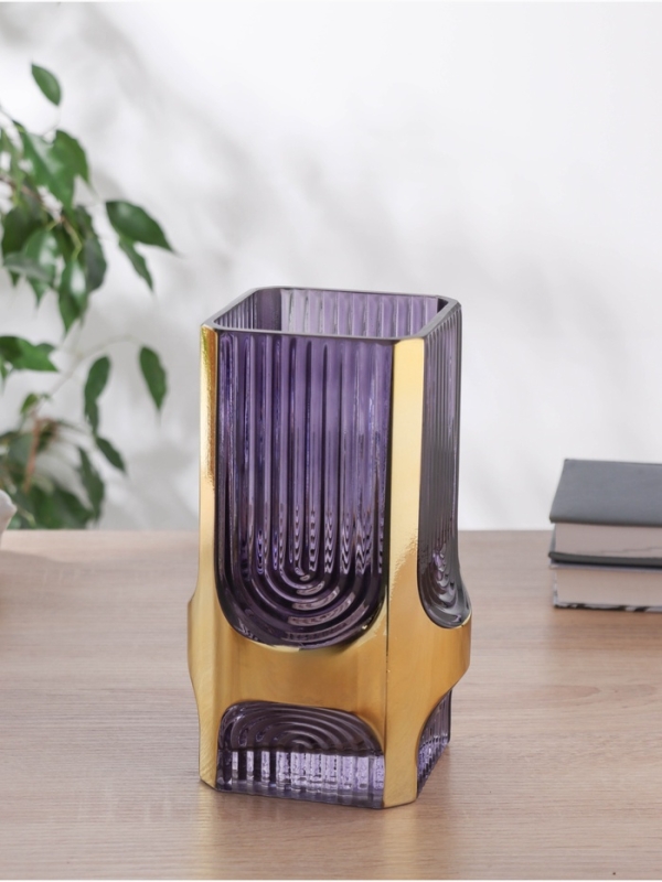 Ваза стекло настольная "Кэнди галант" 20,5х11 см, сиреневый