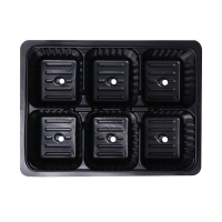 Кассета для рассады, на 6 ячеек, по 120 мл, пластиковая, чёрная, 18 &times; 13 &times; 6 см, в наборе 10 шт., Greengo