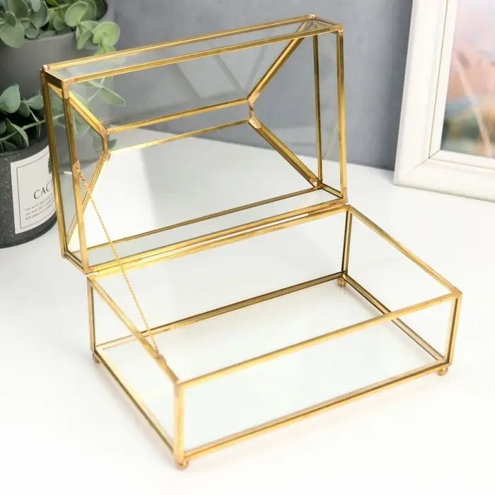 Шкатулка-салфетница &laquo;Золотые грани&raquo;, стекло, 11.8&times;10.3&times;19.2 см